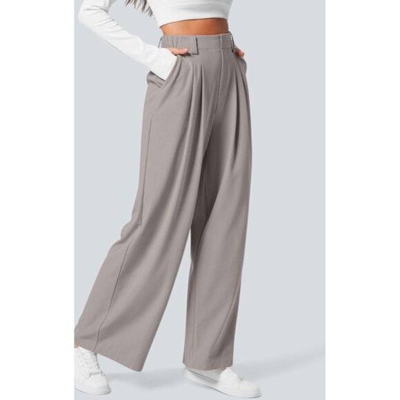 Halara High Waisted Plicated Side Pocket Wide Leg Waffle Pants Sz XL PetiteWomen - Picture 1 of 12